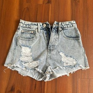 Whitefox ripped denim shorts frayed festival XS